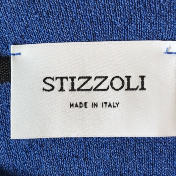 Stizzoli Italian made royal w black sheer stripes boxy crop sleeve cardi EUC - Picture 2 of 7